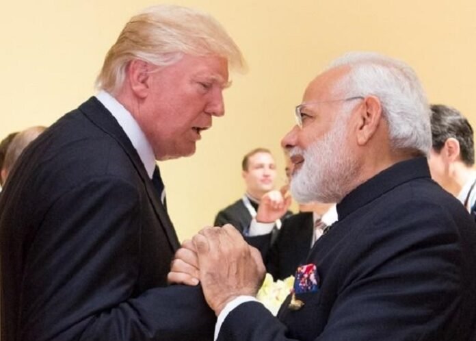 Narendra Modi with President Donald Trump