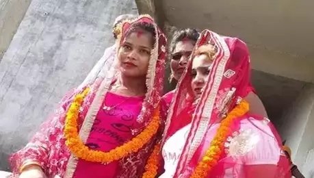 Two cousin sisters in Uttar Pradesh married each other against the wishes of their families Same sex marriage in Varanasi sends shock waves