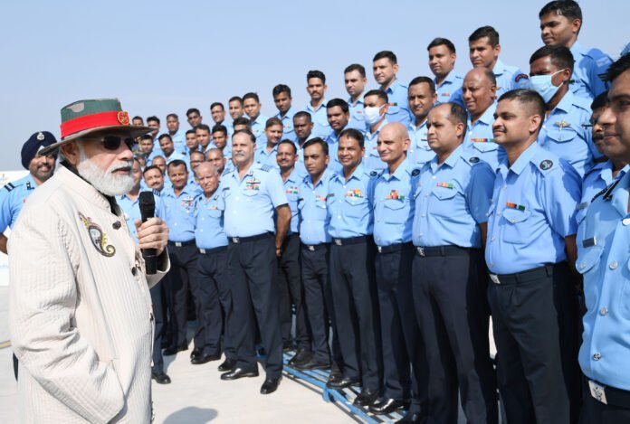 PM Modi celebrates Diwali with soldiers of Indian Armed Forces in Nowshera district in J&K