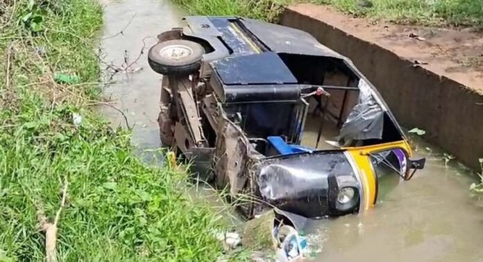 Major Accident Averted: Students Rescued After Auto Falls Into Canal