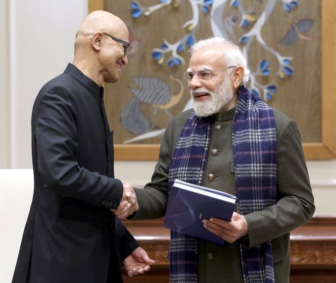 PM With Satya Nadela for India’s AI first future. Prime Minister Welcomes Microsoft’s Largest-Ever Investment in Asia, Positions India as Global AI Hub
